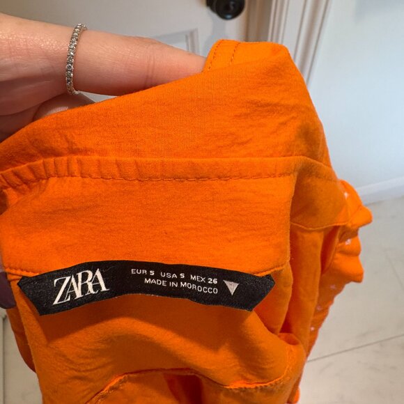 Zara Oversized Orange Poplin Button-down - Picture 4 of 4